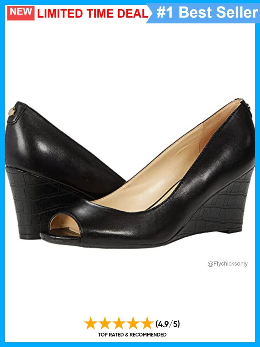 Nine West Peep Toe Wedge Heel Sandal with Slip On Closure